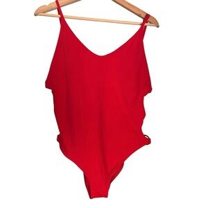 AERIE Red One Piece swimsuit side cut outs large